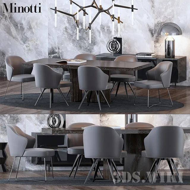 furniture – Dining set Minotti Set 3ds Max