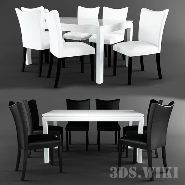furniture – Dining table and chairs CM3176WH-T Lamia 3ds Max