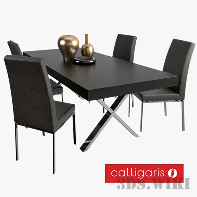 furniture – Dining table AXEL and chair Bess – Calligaris 3ds Max