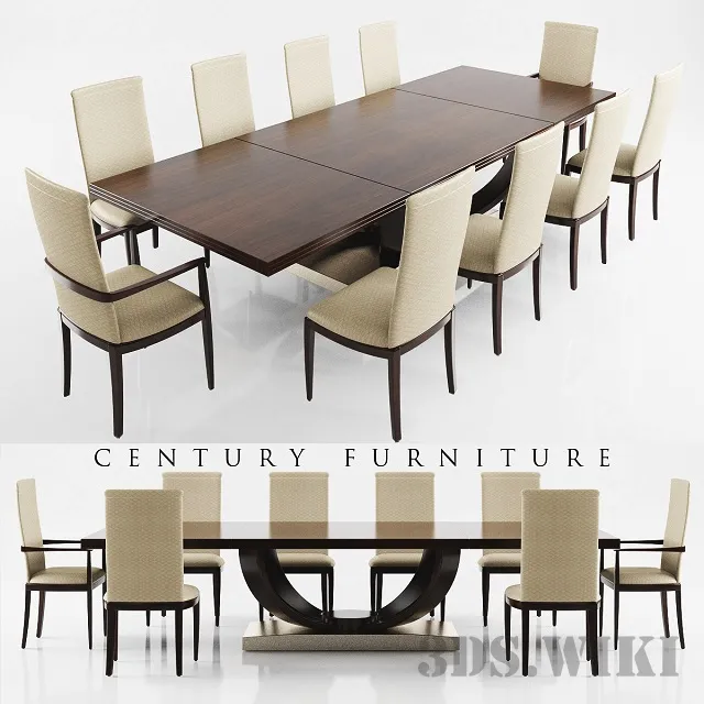 furniture – Dining table (dark wood) with chairs 3ds Max