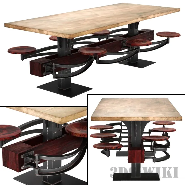 furniture – Dining table Perrin Communal Table Loft 3ds Max