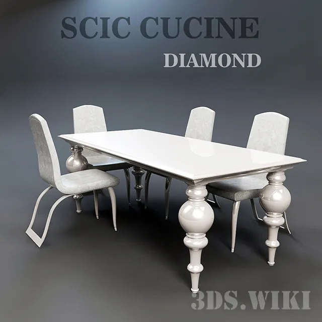 furniture – Dining table SCIC CUCINE DIAMOND and chair 3ds Max