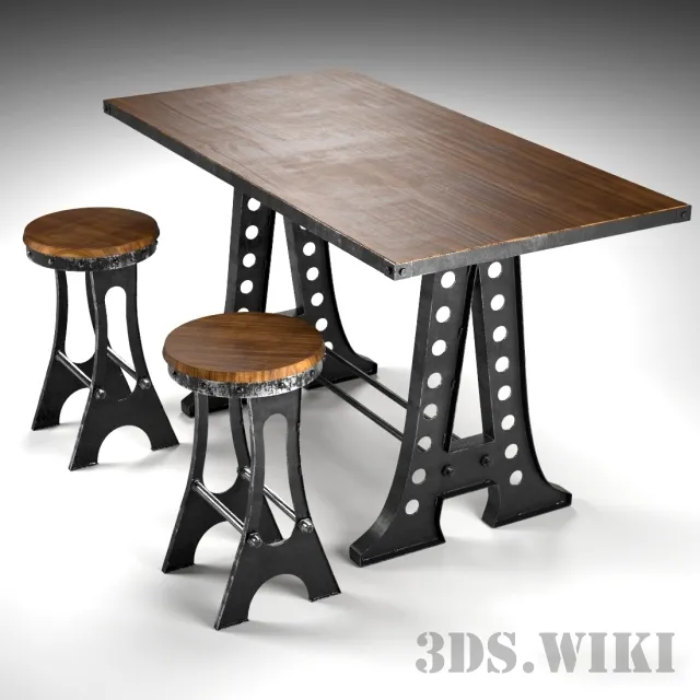 furniture – Dining table with metal frame 3ds Max