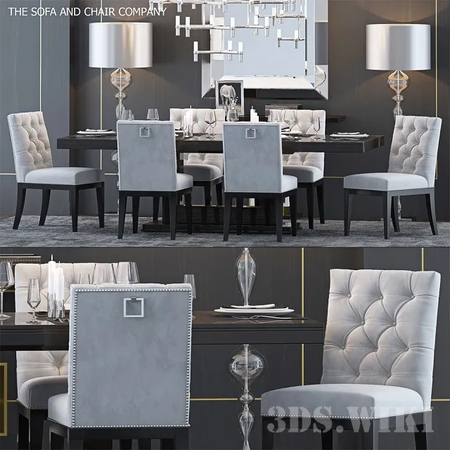 furniture – Dining table with serving The Sofa & Chair Company Set 7 3ds Max