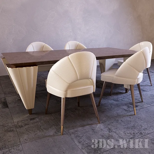 furniture – Dinner table and chairs Turri 3ds Max