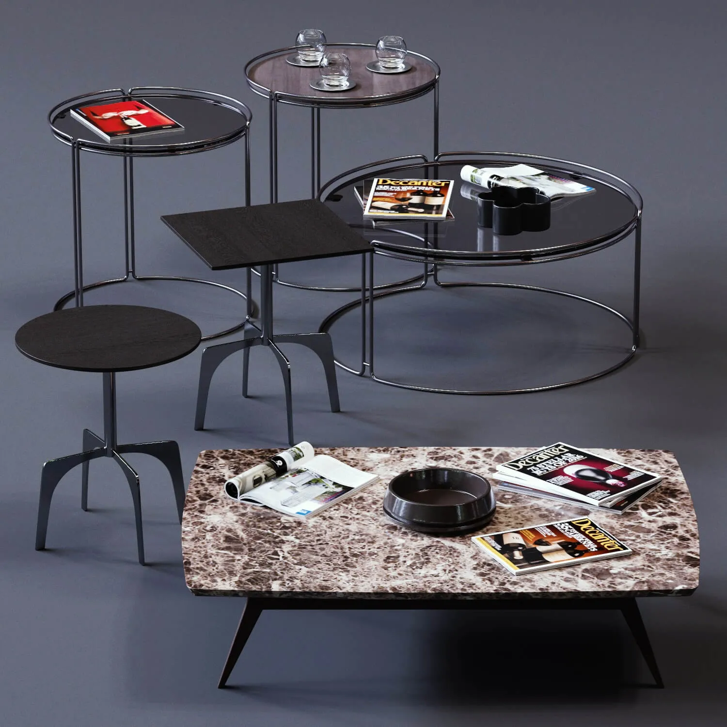 furniture – Ditre Italia coffee tables set 03 3ds Max