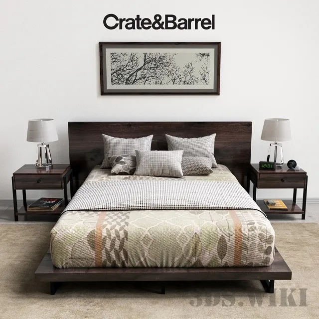 furniture – Double Bed Crate & Barrel 3ds Max