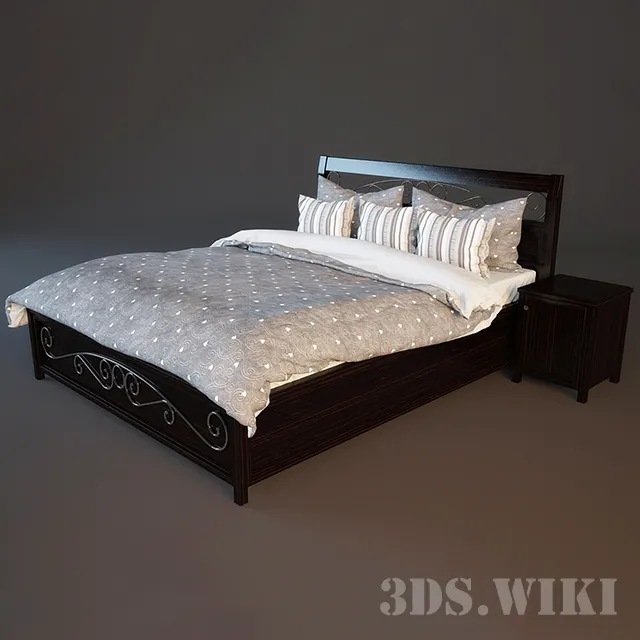 furniture – Double bed with wrought iron elements 3ds Max