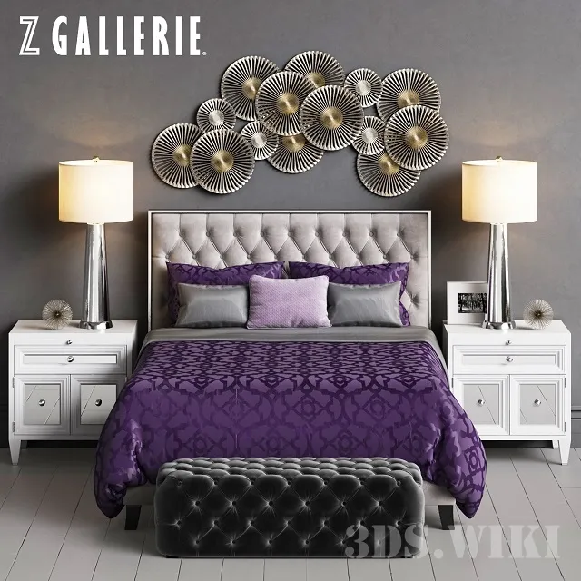 furniture – Double Bed Z Gallerie Prague Bed 3ds Max