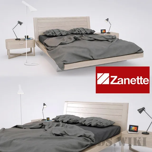 furniture – Double bed Zanette Moon 3ds Max