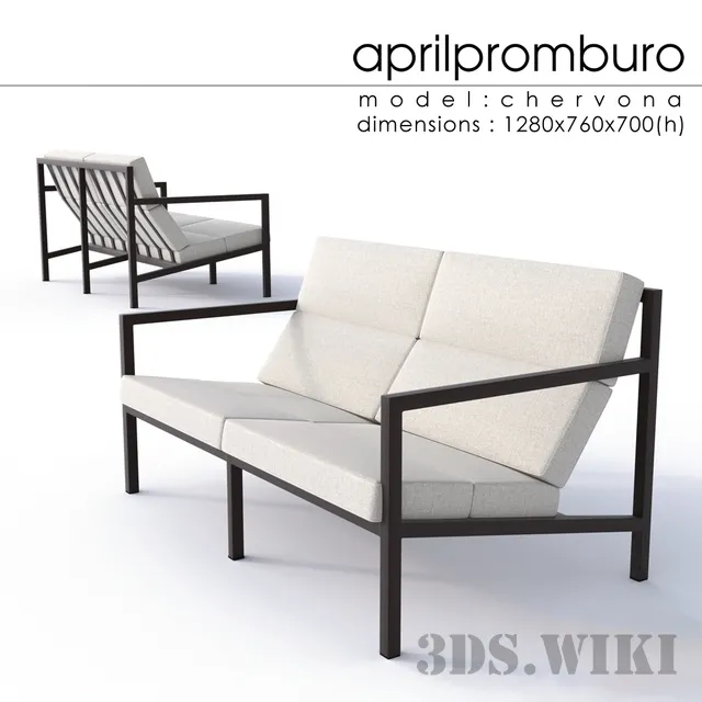 furniture – Double sofa Aprilpromburo Chervona 3ds Max