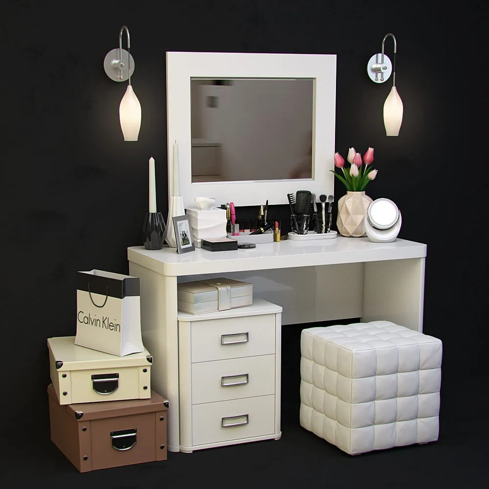 furniture – Dressing table with decorative set 1 3ds Max
