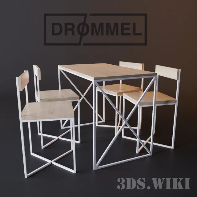 furniture – Drommel Table and Chairs 3ds Max