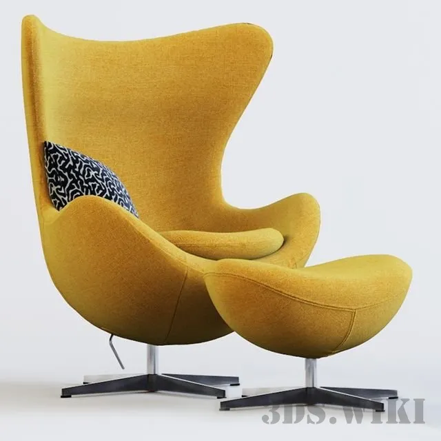 furniture – Egg chair and pouf 3ds Max