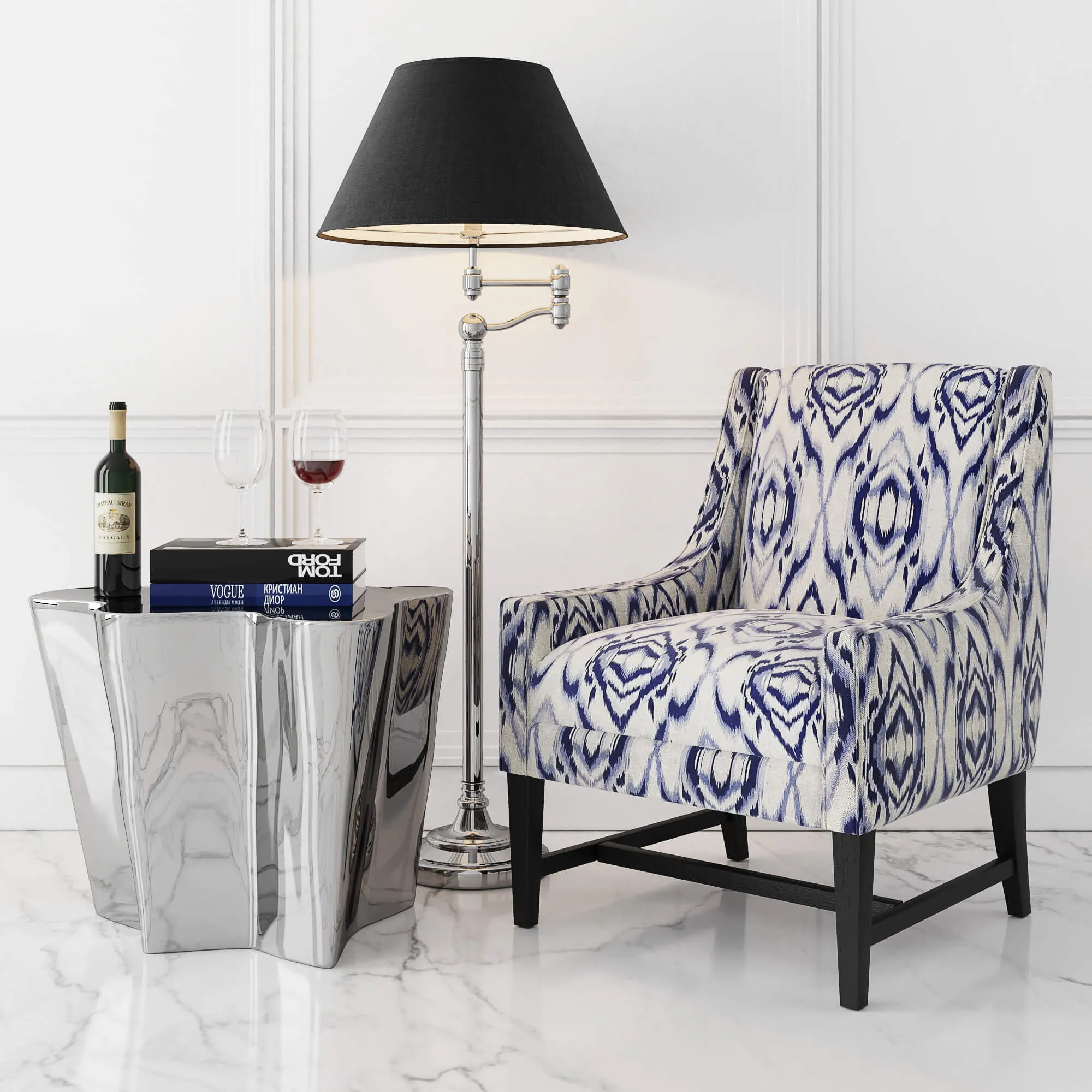 furniture – Eichholtz armchair with floor lamp 07 3ds Max