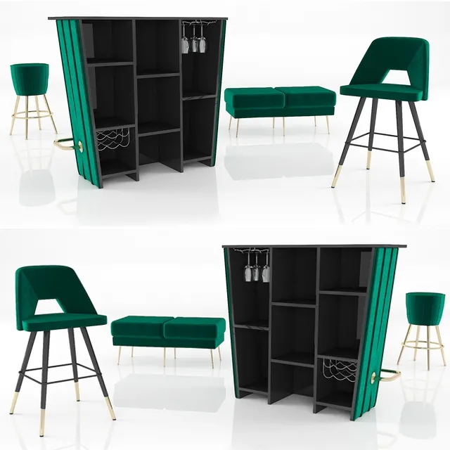 furniture – Eichholtz bar set 2 3ds Max