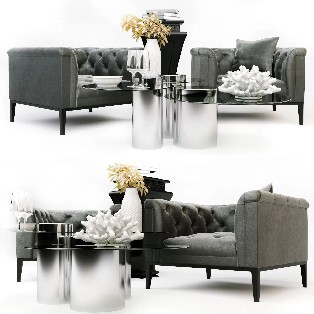 furniture – Eichholtz Cesare armchair & table set 3ds Max