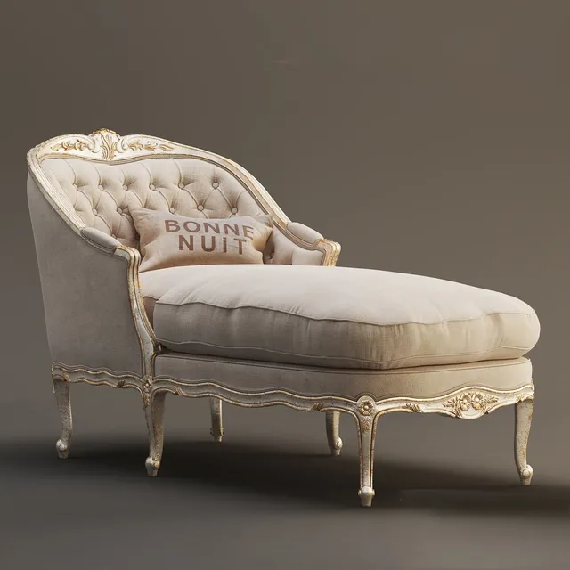 furniture – Eloquence Louis Chaise in Gold  Taupe Two-Tone 3ds Max