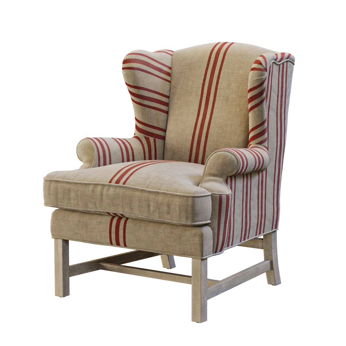 furniture – English Club armchair with red stripe 3ds Max