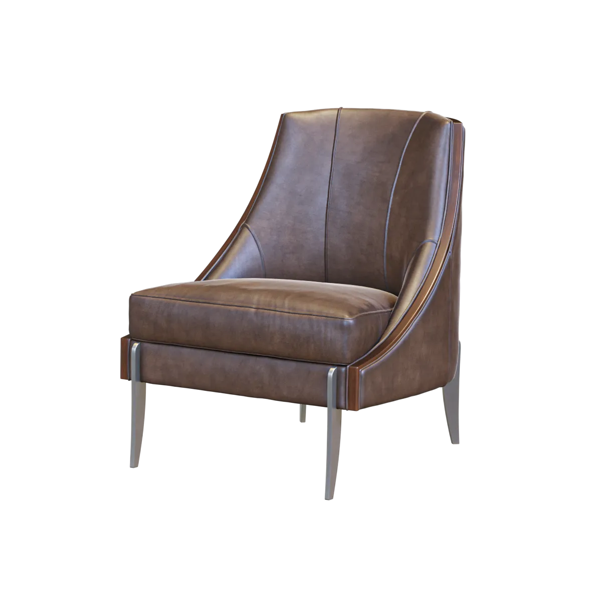 furniture – Espresso brown leather armchair 3ds Max