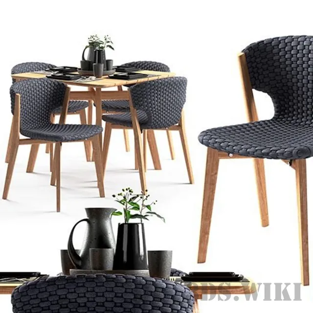furniture – Ethimo Knit dining chair and square table 3ds Max
