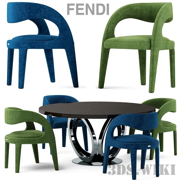 furniture – Fendi Casa Berenice chair with table 3ds Max