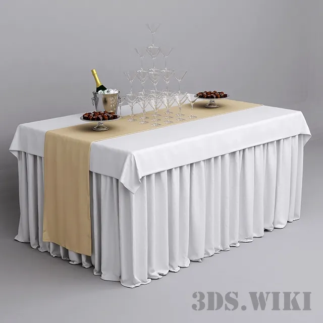 furniture – Festive table setting with champagne 3ds Max