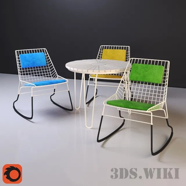 furniture – Flamingo garden table and chair 3ds Max