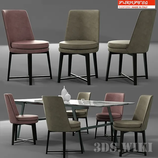 furniture – Flexform dining table set 3ds Max