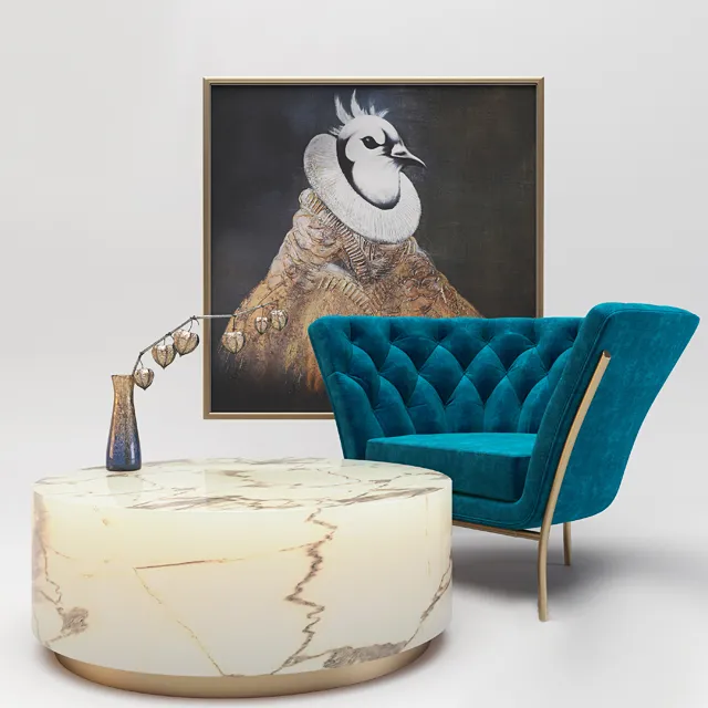 furniture – Flute armchair with table 6 3ds Max