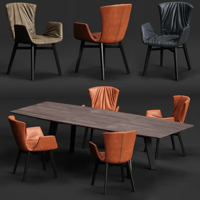 furniture – FONTANA table with chairs 12 3ds Max