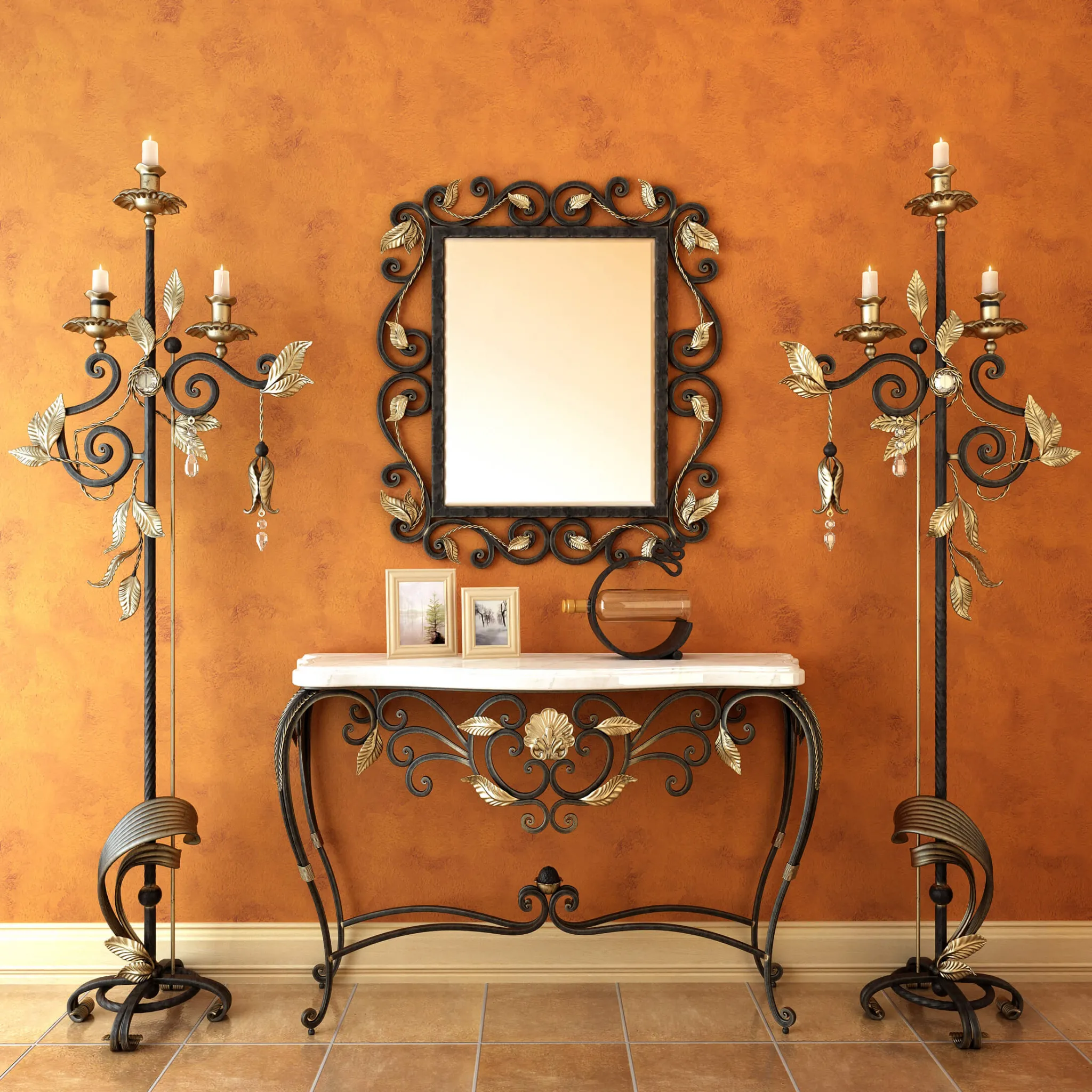 furniture – Forged console with floor lamp 8 3ds Max