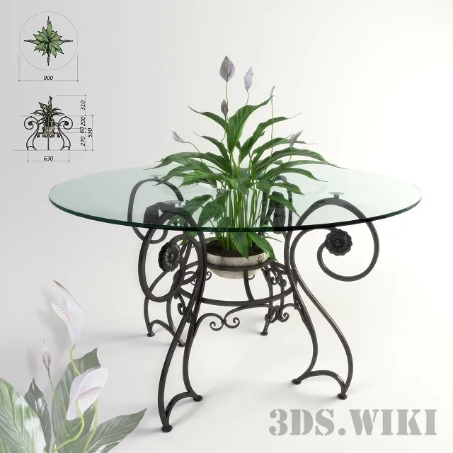 furniture – Forged table and flower 3ds Max