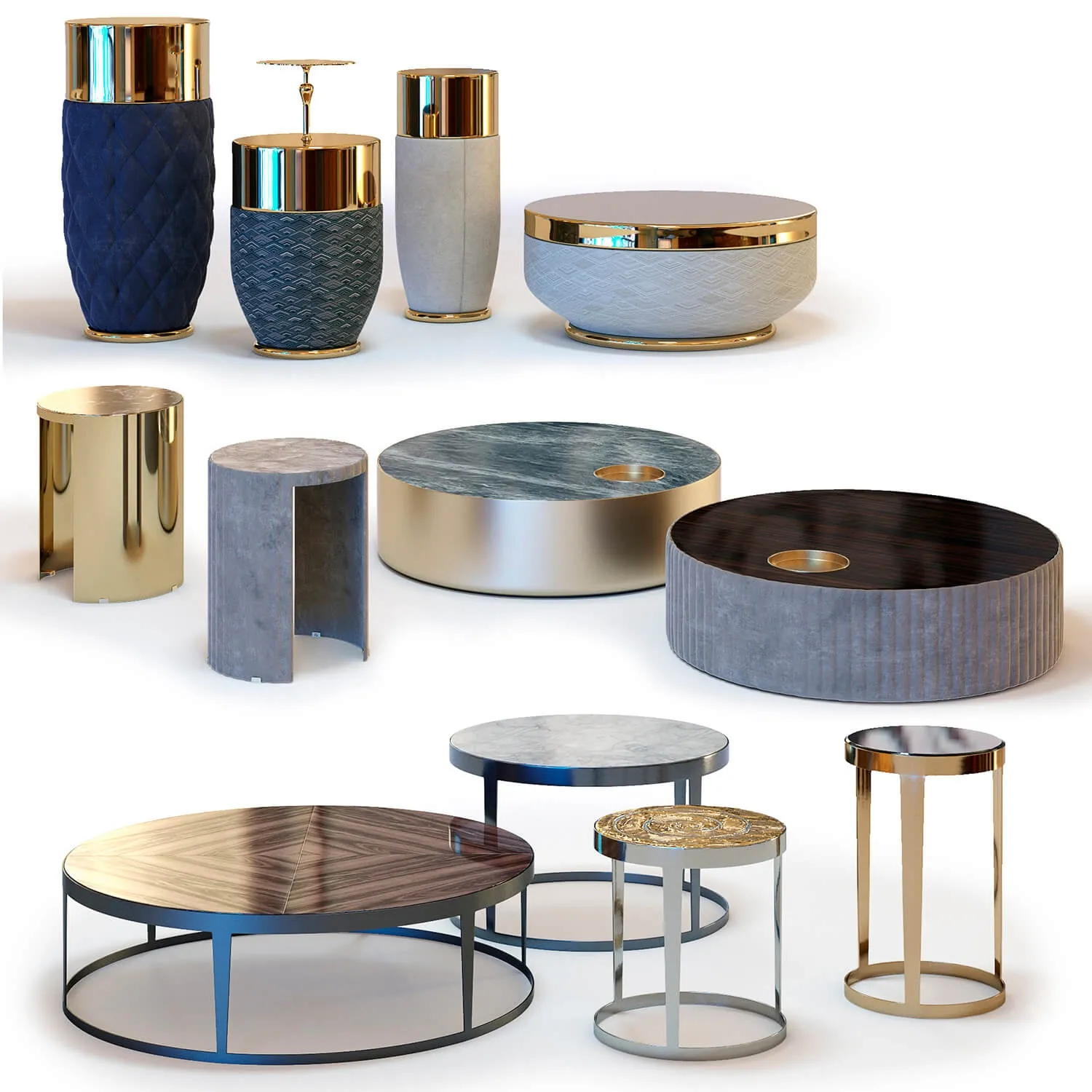 furniture – Fratelli Longhi  coffee tables set 01 3ds Max