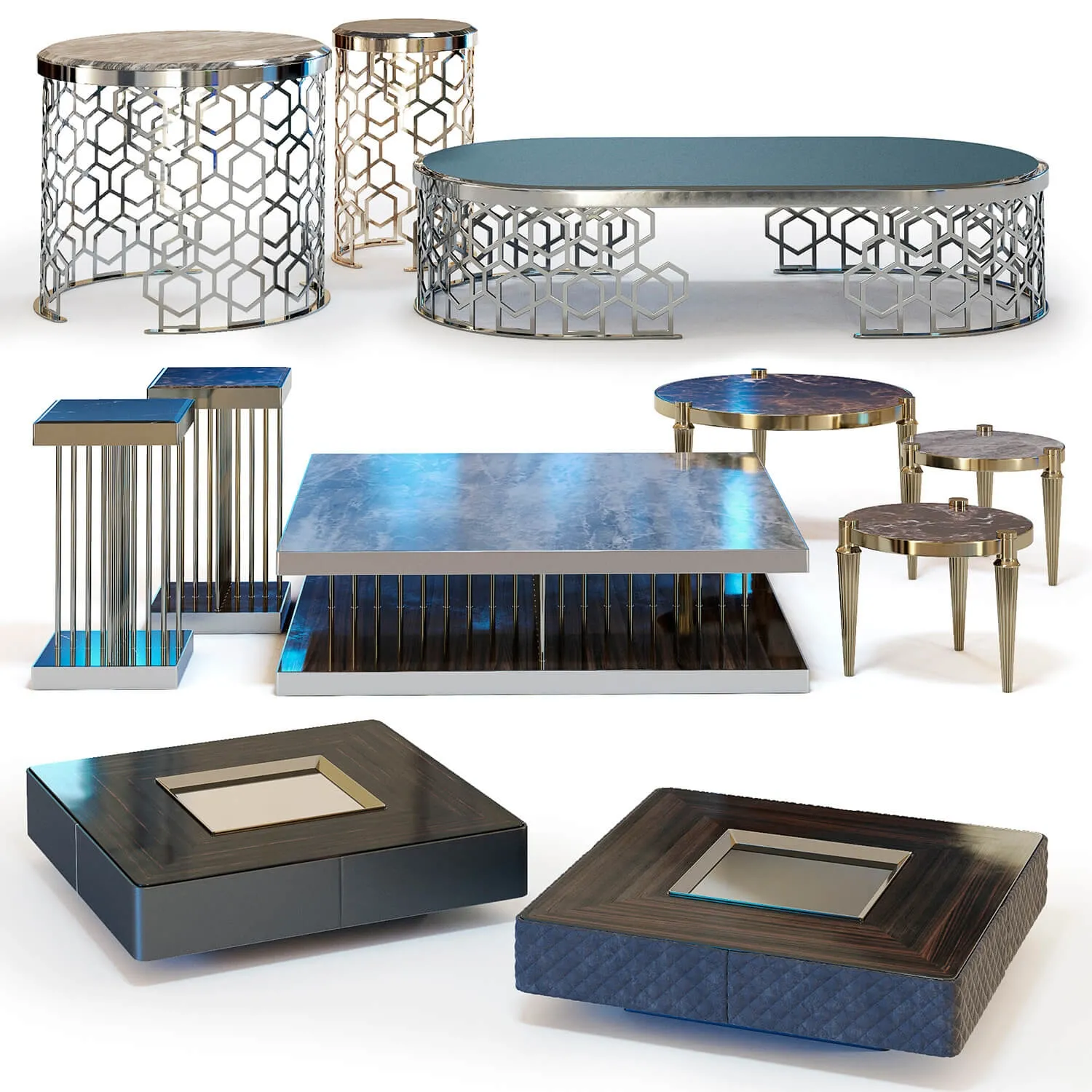 furniture – Fratelli Longhi  coffee tables set 02 3ds Max