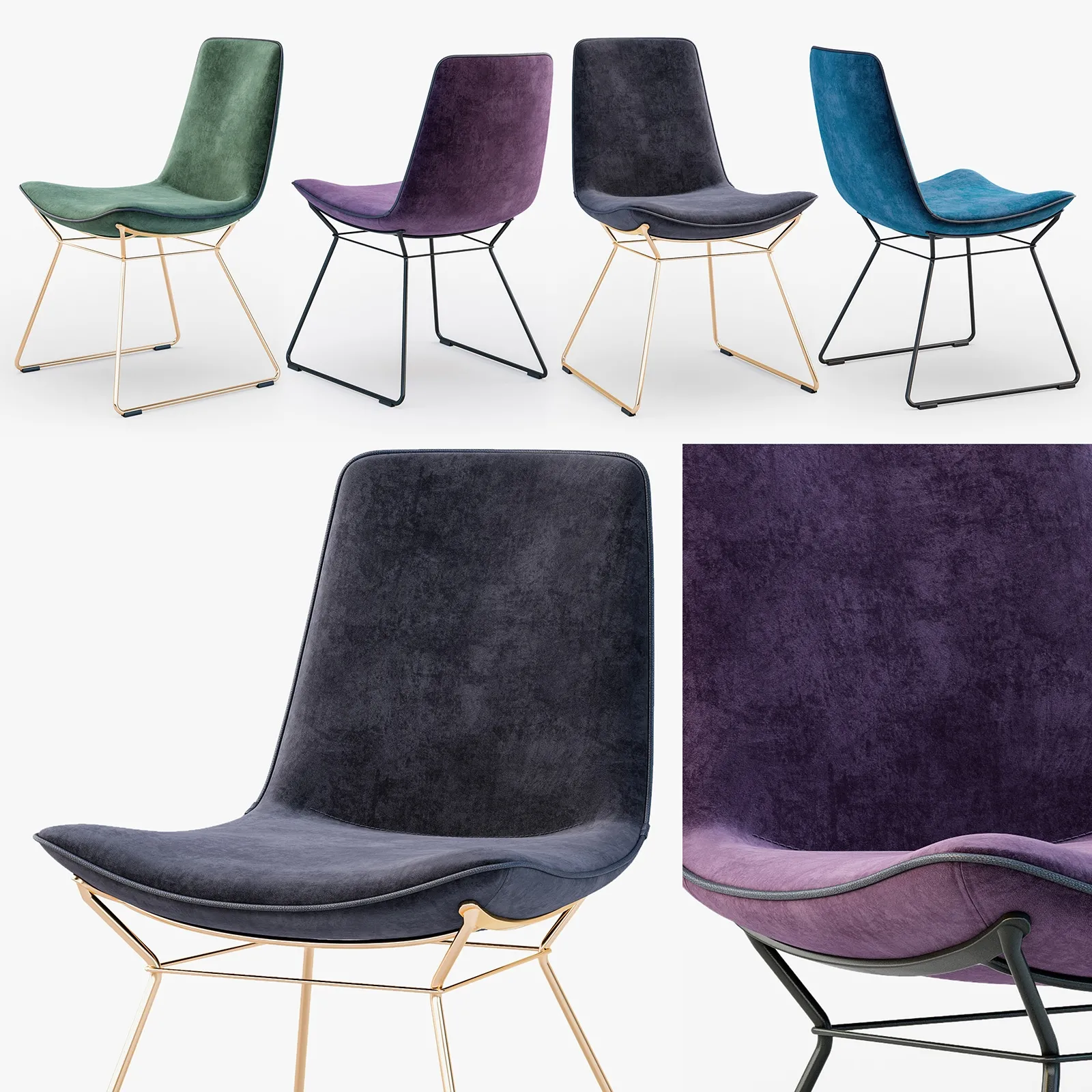 furniture – Freifrau Amelie chair basic wireframe 3ds Max