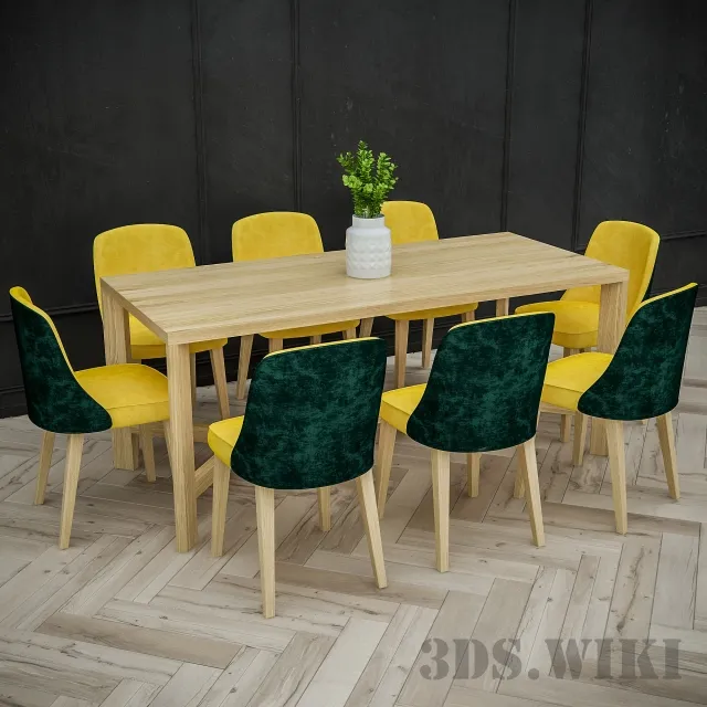 furniture – Furniture set for eight people 3ds Max