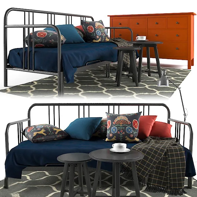 furniture – Fyresdal Ikea daybed and Hermnes IKEA 8-drawer dresser 3ds Max