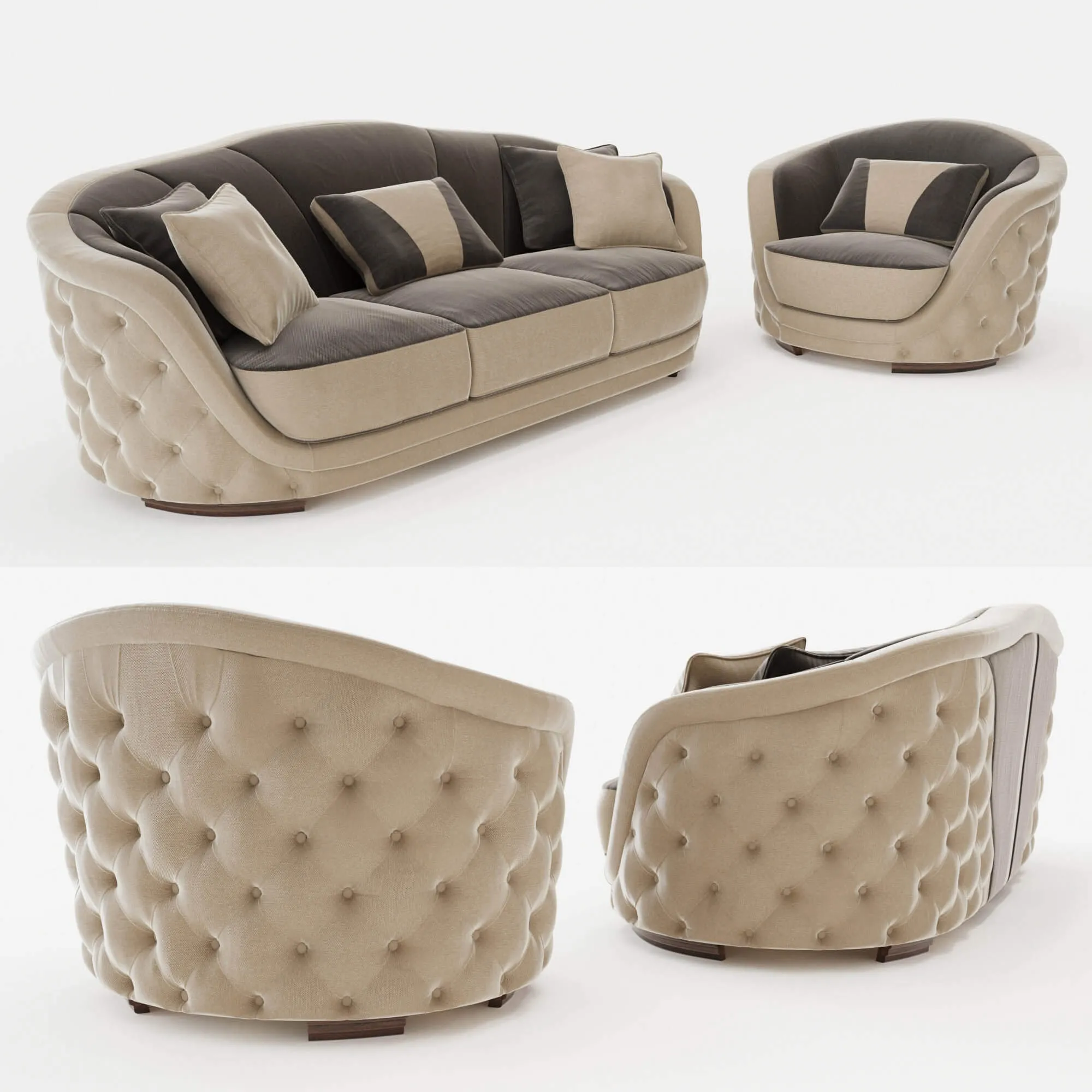 furniture – Gentleman armchair and sofa 3ds Max