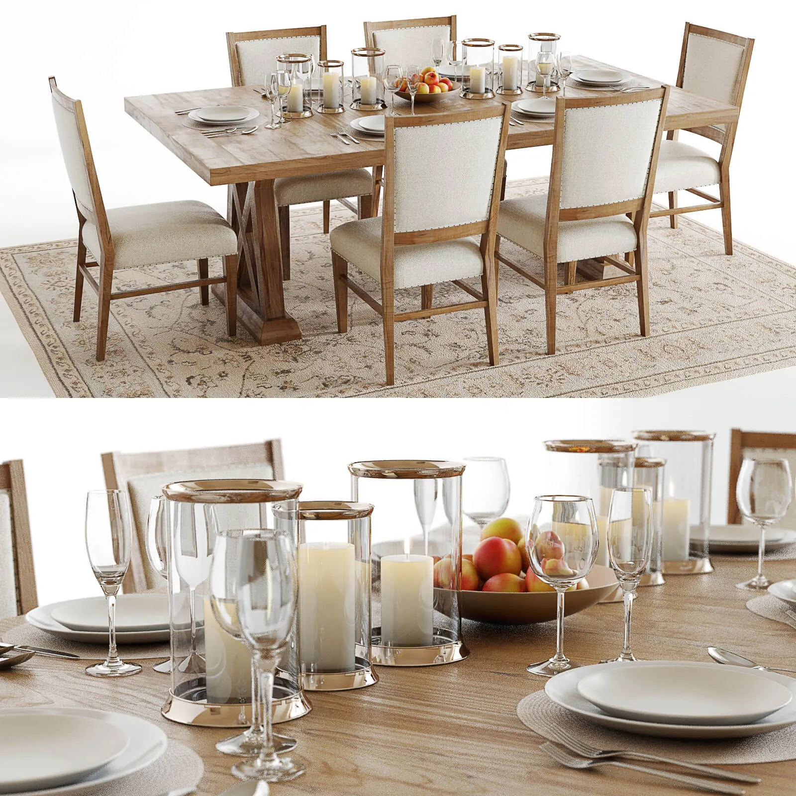 furniture – Geo Trestle dining table set 04 3ds Max