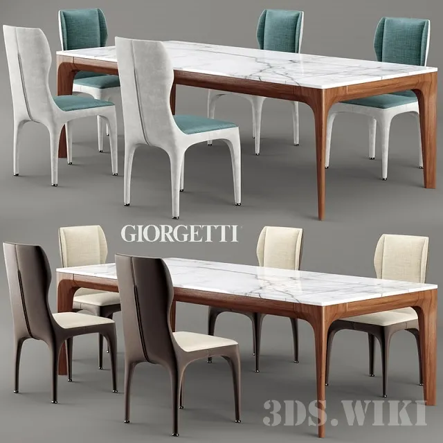 furniture – Giorgetti Tiche Dining Chair and Table 3ds Max
