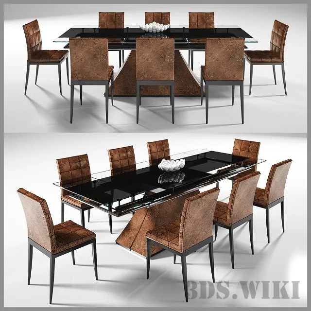 furniture – Glass dining table with chairs 3ds Max