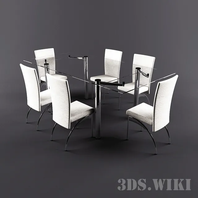 furniture – Glass table with chairs 3ds Max