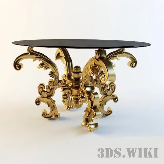 furniture – Glass table with metal legs 2 3ds Max