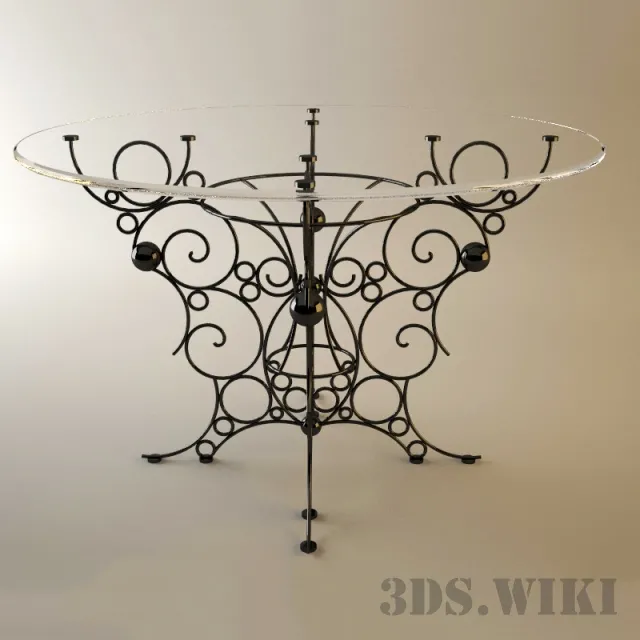 furniture – Glass table with openwork legs 3ds Max