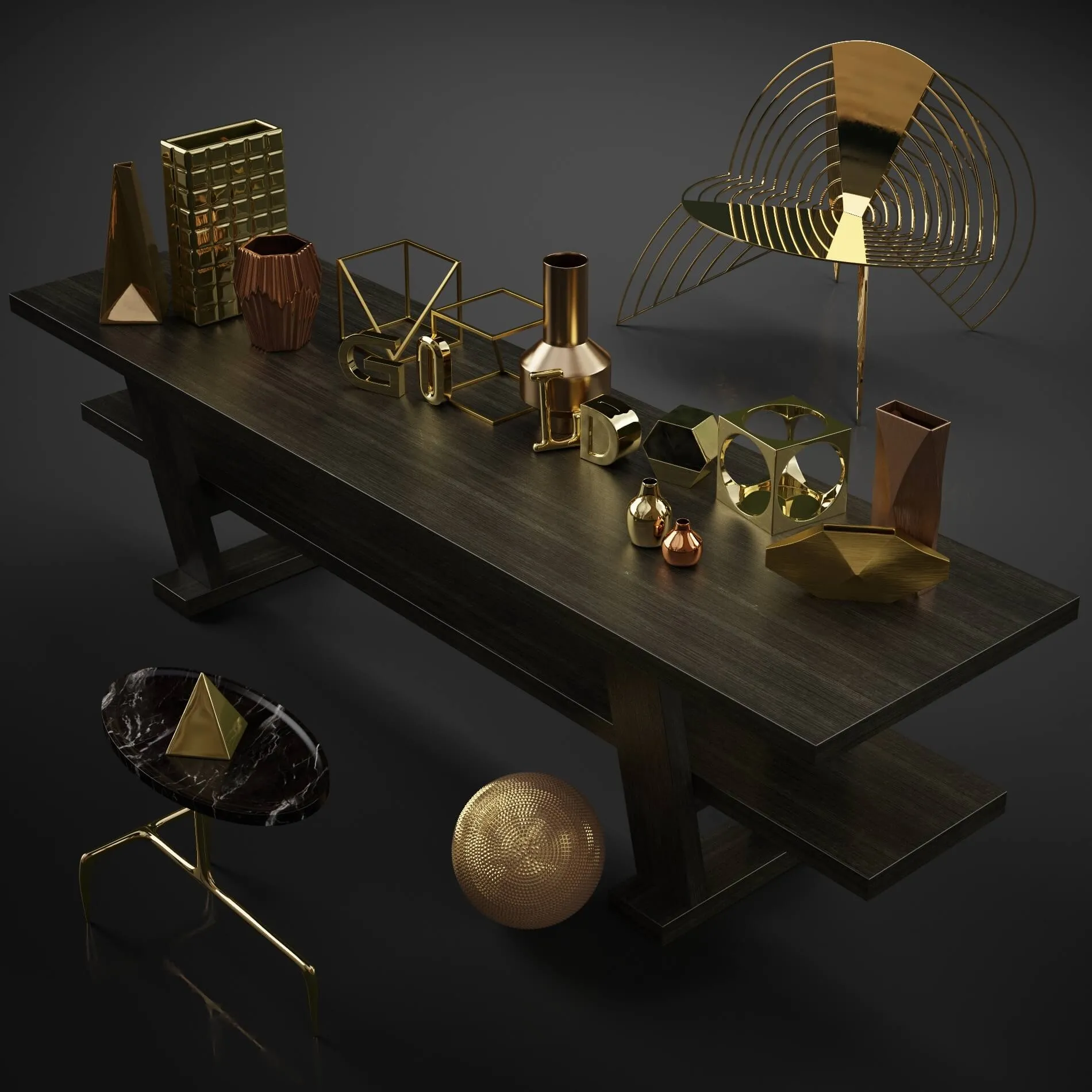 furniture – Golden accessories 3ds Max