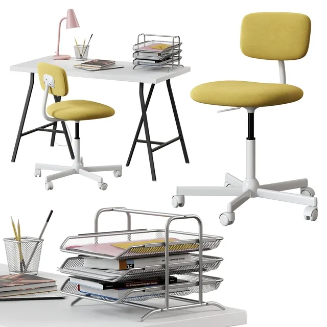 furniture – Ikea Linnmon- Lerberg table + Bleckberget chair 3ds Max