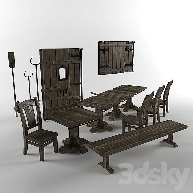 Furniture in old Russian style 3DS Max Model