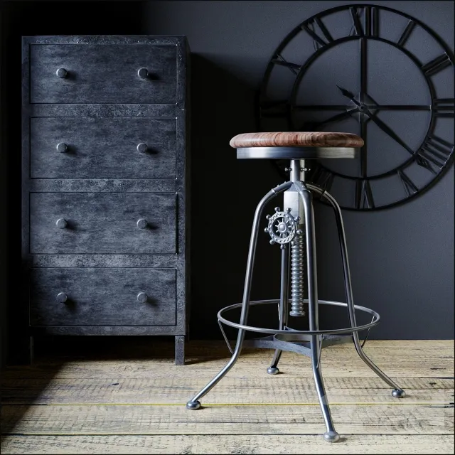 furniture – Industrial chair 3 3ds Max