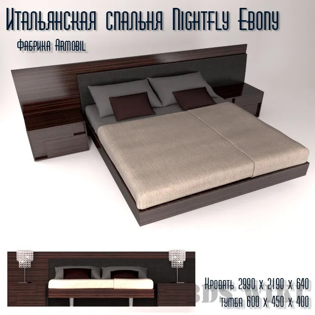 furniture – Italian bedroom Night Fly Ebony 3ds Max